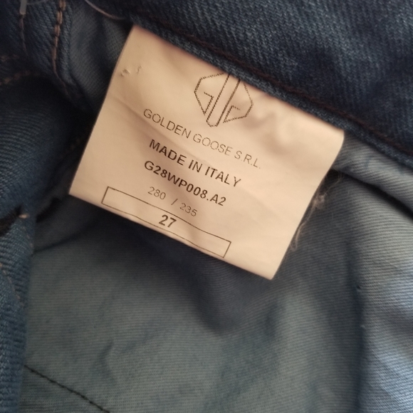 Golden Goose Thelma High Rise Straight Leg Boot Srtap Jeans Size 27 Blue - Picture 10 of 13